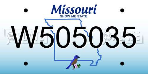 W505035 Missouri License Plate