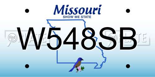 W548SB Missouri License Plate