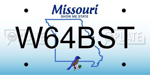 W64BST Missouri License Plate