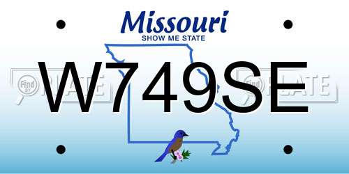 W749SE Missouri License Plate