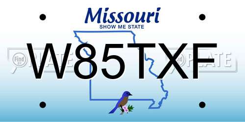 W85TXF Missouri License Plate