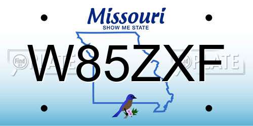 W85ZXF Missouri License Plate