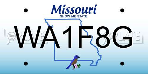 WA1F8G Missouri License Plate
