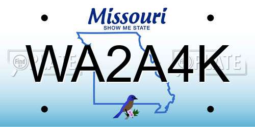 WA2A4K Missouri License Plate