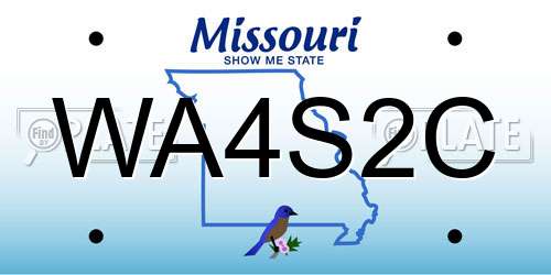 WA4S2C Missouri License Plate