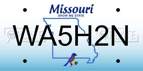 WA5H2N Missouri License Plate