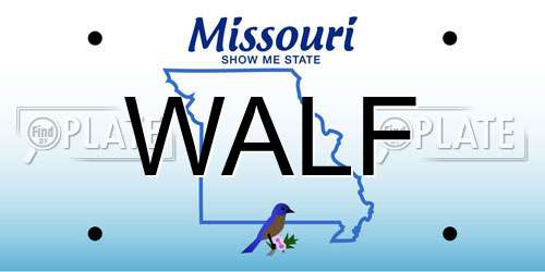 WALF Missouri License Plate