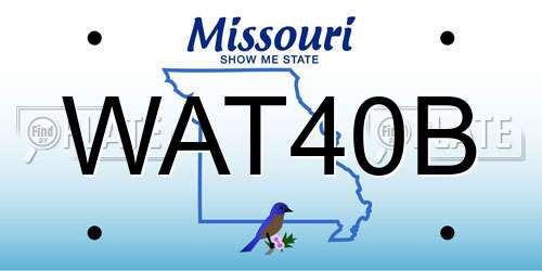 WAT40B Missouri License Plate