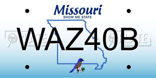 WAZ40B Missouri License Plate