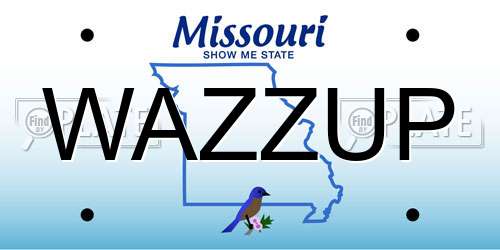 WAZZUP Missouri License Plate