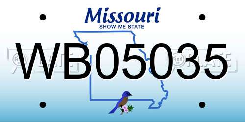 WB05035 Missouri License Plate