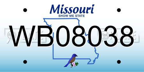 WB08038 Missouri License Plate