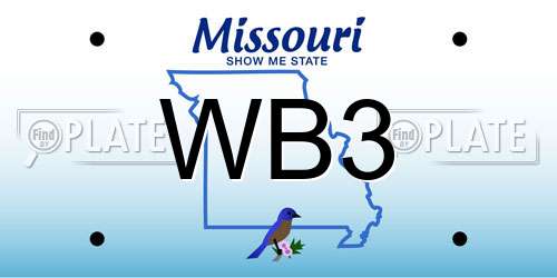 WB3 Missouri License Plate