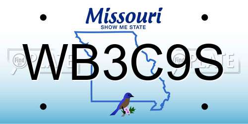 WB3C9S Missouri License Plate