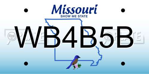 WB4B5B Missouri License Plate