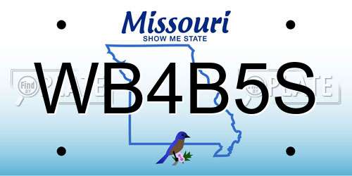 WB4B5S Missouri License Plate