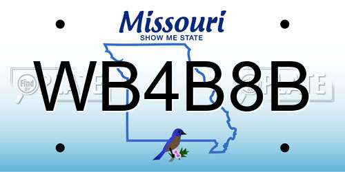 WB4B8B Missouri License Plate