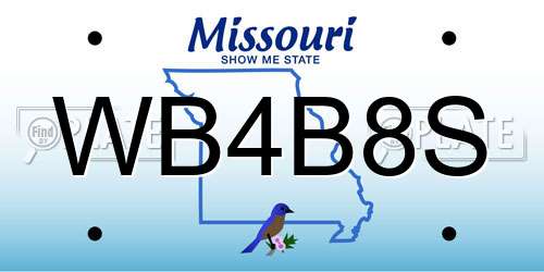 WB4B8S Missouri License Plate