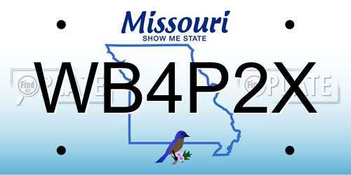 WB4P2X Missouri License Plate