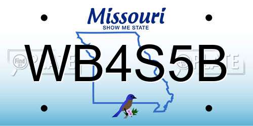 WB4S5B Missouri License Plate
