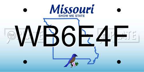 WB6E4F Missouri License Plate
