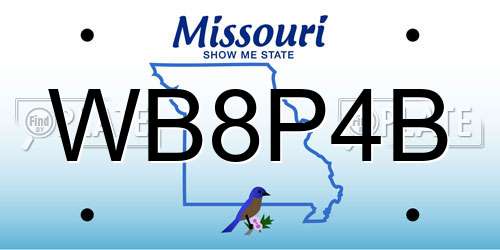 WB8P4B Missouri License Plate