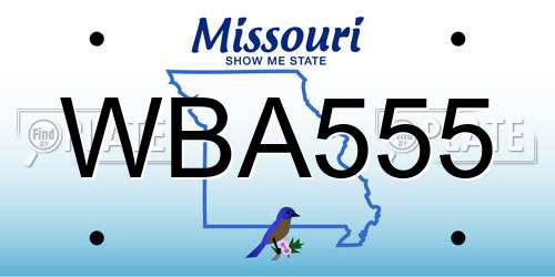 WBA555 Missouri License Plate