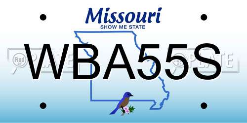 WBA55S Missouri License Plate