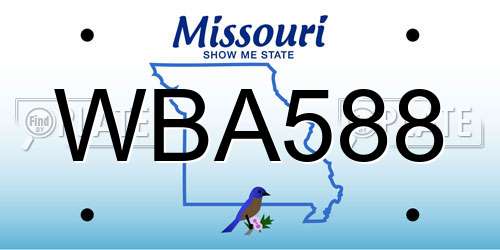 WBA588 Missouri License Plate