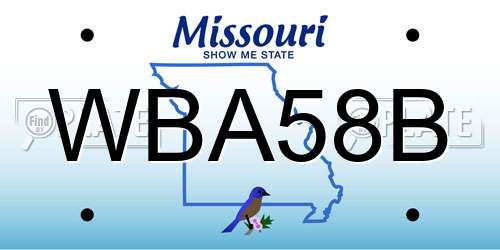 WBA58B Missouri License Plate