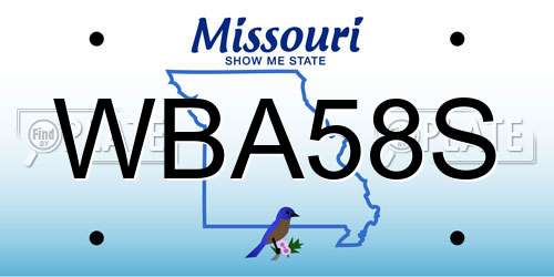 WBA58S Missouri License Plate