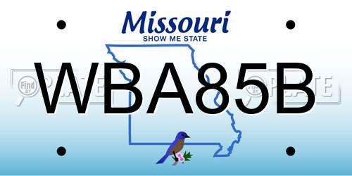 WBA85B Missouri License Plate