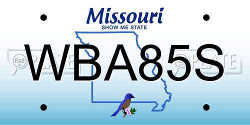 WBA85S Missouri License Plate