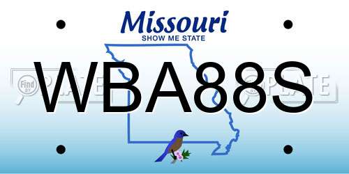 WBA88S Missouri License Plate