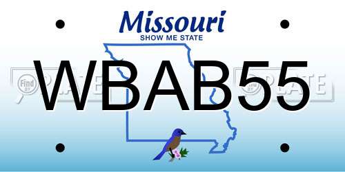 WBAB55 Missouri License Plate