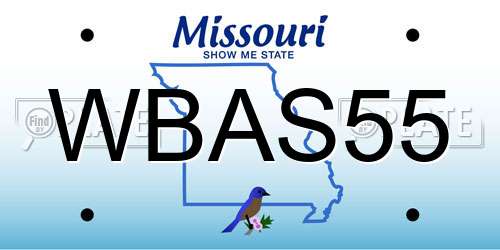 WBAS55 Missouri License Plate