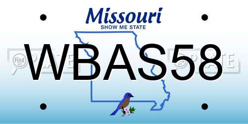 WBAS58 Missouri License Plate