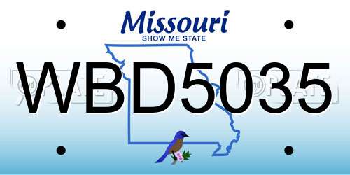 WBD5035 Missouri License Plate