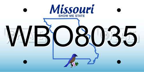 WBO8035 Missouri License Plate