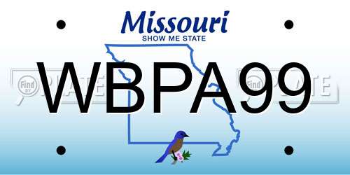 WBPA99 Missouri License Plate