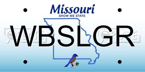 WBSLGR Missouri License Plate