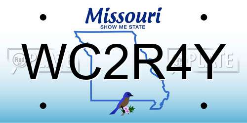 WC2R4Y Missouri License Plate