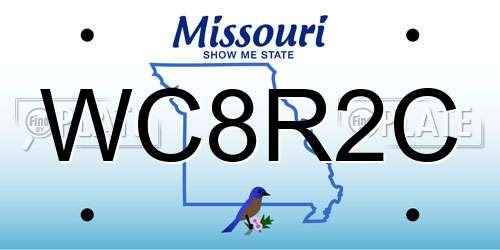 WC8R2C Missouri License Plate