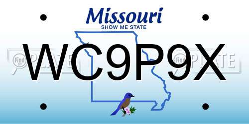 WC9P9X Missouri License Plate