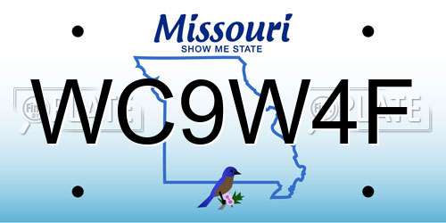 WC9W4F Missouri License Plate