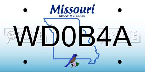 WD0B4A Missouri License Plate
