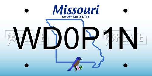 WD0P1N Missouri License Plate