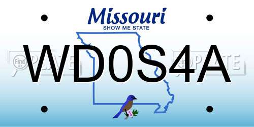 WD0S4A Missouri License Plate