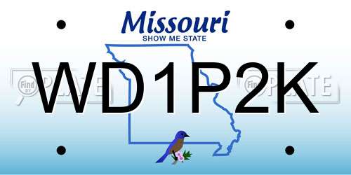 WD1P2K Missouri License Plate
