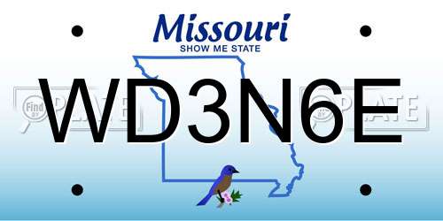WD3N6E Missouri License Plate
